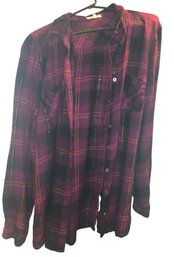 Women's XL Maurices Plaid Flannel Long Sleeve Button-down Shirt