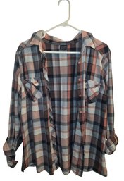 Women's Pink Plaid Button Up Shirt