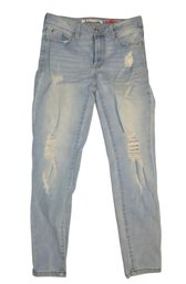 7/28 Women's Destructed Light Wash Denim Jeans.