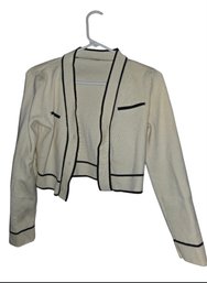Cream Cardigan With Black Contrast Trim Size Small