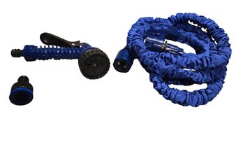 Blue Expandable Garden Hose With Multifunction Nazzle