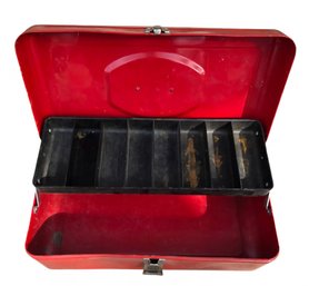 Vintage Red Metal Toolbox