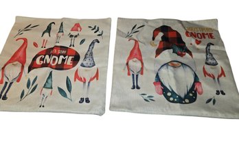 2-gnome Throw Pillow Covers Feature A Popular Scandinavian Holiday Design.