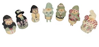 7-collectible Snowman Figurines From The 'Plum Pudding' Collection By Artist Heather Myers