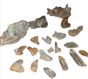 Various Specimens Of Raw Quartz Crystals &Smithsonite, Also Known As Zinc Spar