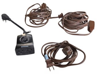 3- Indoor Extension Cords, 1- Outdoor Timer