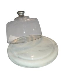Vintage Round Marble Base Cheese Board With Glass Dome