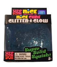 New-NeeDoh Nice Cube Glitter & Glow Sensory Fidget Toy, Manufactured By Schylling.