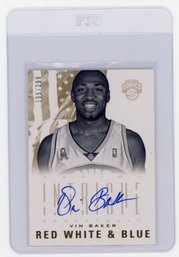 2012 Panini Intrigue Vin Baker Red White & Blue Autograph Basketball Card #'d To 299