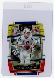 2021 Panini Select Peyton Manning Concourse Red & Yellow Prizm Refractor Die Cut Football Card
