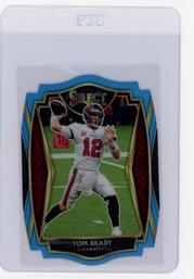 2020 Panini Select Tom Brady Premier Level Light Blue Prizm Refractor Die Cut Football Card