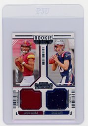Jayden Daniels Drake Maye Rookie Card 2024 Panini Contenders Rookie Ticket Dual Jersey Patch Football Card