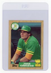 Jose Canseco Rookie Card 1987 Topps All Star Rookie Baseball Card