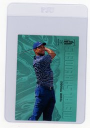 2022 Upper Deck Skybox Metal Universe Champions Tiger Woods Metal Shredders Aqua Golf Card