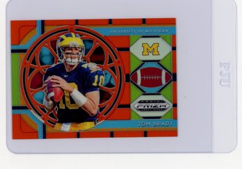 2019 Panini Prizm Tom Brady Stained Glass Orange Prizm Refractor Football Card