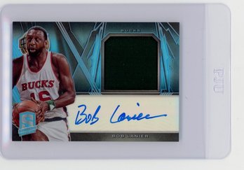 2013 Panini Spectra Bob Lanier Hall Of Fame Game Used Jersey Autograph Light Blue Basketball Card #'d To 20