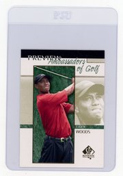 Tiger Woods Rookie Card 2001 Upper Deck SP Authentic Ambassadors Of Golf Preview Golf Card