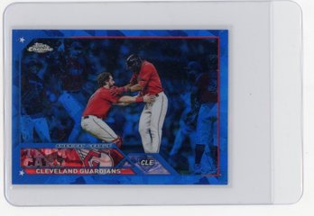 2023 Topps Chrome Sapphire Cleveland Guardians Team Baseball Card
