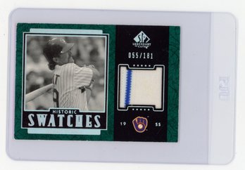 2003 Upper Deck SP Legendary Cuts Robin Yount Historic Swatches Green Game Used Jersey Baseball Card #d To 181