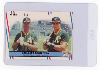 1988 Fleer Mark McGwire Jose Canseco Oakland's Power Team Baseball Card