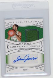 2021 Panini National Treasures Sam Jones Game Gear Game Used Jersey Autograph Basketball Card #'d To 99