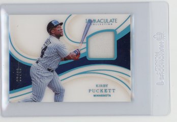 2020 Panini Immaculate Collection Kirby Puckett Materials Game Used Jersey Baseball Card #'d To 49