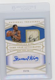 2021 Panini National Treasures Bernard King Game Used Jersey Autograph Prime Basketball Card #'d To 25