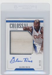 2017 Panini National Treasures Glen Rice Colossal Game Used Jersey Autograph Basketball Card #'d To 99