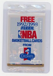 1992 Drakes Fleer Basketball Card Pack Shaquille O'Neal Rookie Card On Front