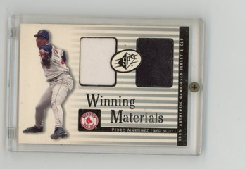 2000 Upper Deck SPx Pedro Martinez Winning Materials Dual Game Used Jersey Baseball Card