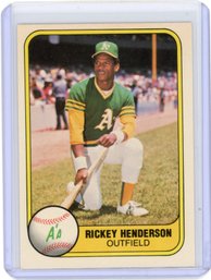 1981 Fleer RICKEY HENDERSON BASEBALL CARD Fleer Rc