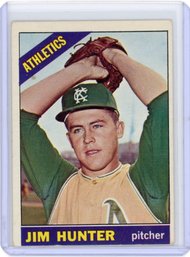 1966 Topps JIM CATFISH HUNTER Baseball Card Rookie Image 1st Single Card
