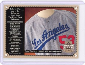 Don Drysdale Game Used Jersey Entry Card Baseball Card