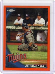 Joe Mauer Topps Chrome Orange Refractor Baseball Card