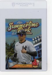 2024 Topps Chrome Juan Soto Summertime In The Park Refractor Baseball Card