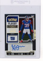 Gervarrius Owens Rookie Card 2023 Panini Contenders Playoff Ticket Autograph Football Card #'d To 149