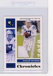 2020 Panini Chronicles Philip Rivers Game Used Jersey Football Card #'d To 299