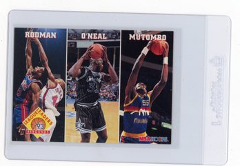 1993 Skybox NBA Hoops Dennis Rodman Shaquille O'Neal Dikembe Mutombo League Leaders Basketball Card