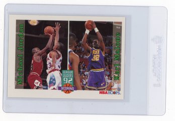 1992 Skybox NBA Hoops Michael Jordan Karl Malone League Scoring Leaders Baseball Card