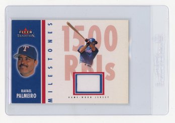 2003 Fleer Tradition Rafael Palmeiro Milestones Game Used Jersey Baseball Card #'d To 100