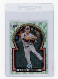 Gunnar Henderson Rookie Card 2023 Bowman Mega Box Rookie Of The Year Favorites Chrome Refractor Baseball Card