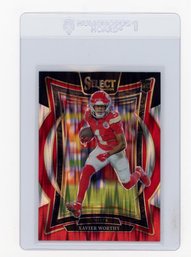 Xavier Worthy Rookie Card 2024 Panini Select Concourse Black & Red Shock Prizm Refractor Football Card