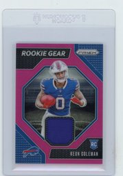 Keon Coleman Rookie Card 2024 Panini Prizm Rookie Gear Pink Prizm Refractor Jersey Patch Football Card