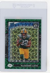 MarShawn Lloyd Rookie Card 2024 Panini Donruss Optic Rated Rookie Green Velocity Prizm Refractor Football Card