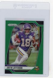 2024 Panini Prizm Justin Jefferson Green Prizm Refractor Football Card