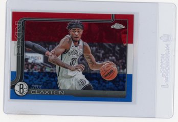 2025 Topps Chrome Nic Claxton Red White & Blue Refractor Basketball Card