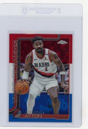 2025 Topps Chrome Deandre Ayton Red White & Blue Refractor Basketball Card