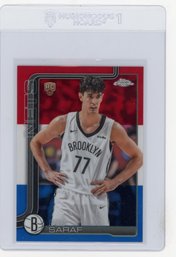 Ben Saraf Rookie Card 2025 Topps Chrome Red White & Blue Refractor Basketball Card