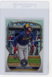 Jackson Chourio Rookie Card 2023 Bowman Mega Box Chrome Refractor Baseball Card