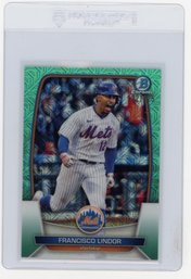 2023 Bowman Mega Box Francisco Lindor Chrome Aqua Refractor Baseball Card #'d To 125